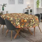 ANRO Tafelkleed Herfstbladeren Bruin Ovaal 220x140cm Met sierband Afwasbaar Waterafstotend