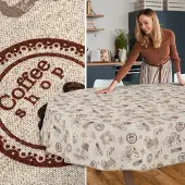 ANRO Tafelkleed Koffie Bruin Ovaal 240x140cm Met sierband Afwasbaar Waterafstotend Binnen & Buiten