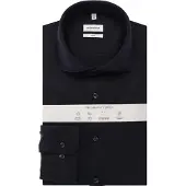 Seidensticker Performance Slim Fit Jersey overhemd donkerblauw, Effen
