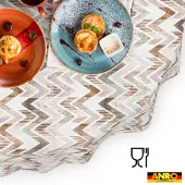 ANRO Tafelkleed Zigzag Bruin Ovaal 300x140cm Rechte rand Afwasbaar Waterafstotend Binnen & Buiten