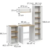 Vicco Badkamermeubelset Viktor, Wit/Artisanaal eiken, 4-delig