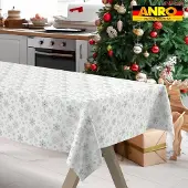 ANRO Tafelkleed Sneeuwvlokken Meerkleurig 280x140cm Rechte rand Afwasbaar Waterafstotend