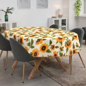 ANRO Tafelkleed Zonnebloemen Meerkleurig Ovaal 240x140cm Met sierband Afwasbaar Waterafstotend
