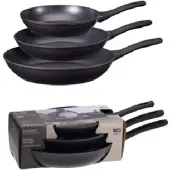 Koopman Set van 3 koekenpannen aluminium met zwarte PTFE-antiaanbaklaag