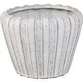 Ptmd Mirei White Ceramic Pot Vertical Ribbed Round M