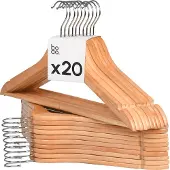 Bodo Kledinghangers Hout 20 Stuks – Massief Houten Kleerhangers met Brede Schouder – Draaibare Haak -