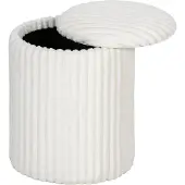 HOMCOM Opberghocker-Ribstof, Multiplex-35L x 35B x 45H cm-Wit