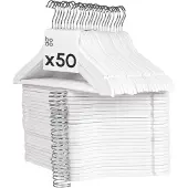 Bodo Kledinghangers Hout Wit - 50 Stuks Kleerhangers -