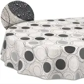 ANRO Tafelkleed Grijze cirkels Grijs Ovaal 260x140cm Met sierband Afwasbaar Waterafstotend