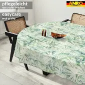 ANRO Tafelkleed Bladeren Beige Ovaal 200x140cm Met sierband Afwasbaar Waterafstotend Binnen & Buiten