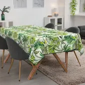 ANRO Tafelkleed Palmen Groen 240x140cm Met sierband Afwasbaar Waterafstotend Binnen & Buiten