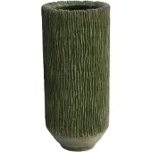 Ptmd Jacyln Moss Green Cement Vase Round High Stripes L
