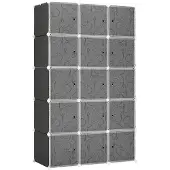 HOMCOM - DIY Kledingkast - Kunststof - Metaal - Zwart