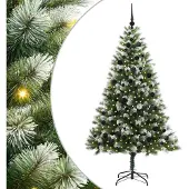 vidaXL Kunstmatige Scharnierende Kerstboom met Gevlokte Sneeuw Warmwit