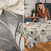 ANRO Tafelkleed Palladium Grijs 180x140cm Met sierband Afwasbaar Waterafstotend Binnen & Buiten