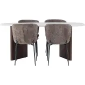 Ebuy24 Grönvik eethoek eettafel lichtgrijs 4 stoelen bouclé bruin.