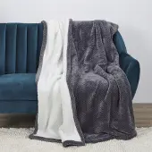 Intesi Sherpa Deken Grijs 180x220cm - Dik Gewatteerd Polyester