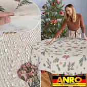 ANRO Tafelkleed Kerststerren Groen Rond Ø100cm Rechte rand Afwasbaar Waterafstotend Binnen & Buiten