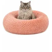 Lionto Knuffelbed kat, donutvormig & extra zacht Ø50 cm roze