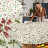 ANRO Tafelkleed Iris bloemen Meerkleurig Ovaal 200x140cm Rechte rand Afwasbaar Waterafstotend