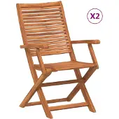 vidaXL Klapstoelen met armleuningen, 2 stuks, massief acaciahout