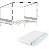VitaliSpa Kinderbed Goal, Wit/Zwart, 140x200 met matras