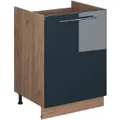 Vicco Wastafelkast Fame-Line, Donkerblauw hoogglans/Goudkleurig Eiken, 60 cm
