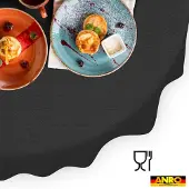 ANRO Tafelkleed Effen linnenlook Antraciet Ovaal 240x140cm Rechte rand Afwasbaar Waterafstotend