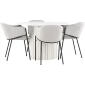 Ebuy24 Härön eethoek eettafel wit 4 stoelen velours grijs.