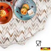 ANRO Tafelkleed Zigzag Bruin Rond Ø100cm Rechte rand Afwasbaar Waterafstotend Binnen & Buiten