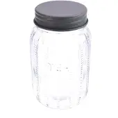 MEA Pot met deksel "Tea" (glas/grijskl. metaal) Ø10,5xH18,5cm