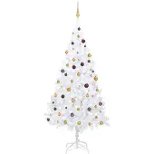 vidaXL Kunstkerstboom met verlichting en kerstballen 240 cm wit