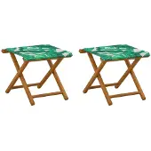 vidaXL Ligstoel, 2 stuks, massief eucalyptus hout, bladmotief
