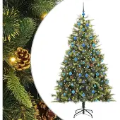 vidaXL Kunstmatige Scharnierende Kerstboom met Kegels Groen 210 cm