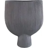 Ptmd Tywin Dark Grey Ceramic Oval Pot On Foot Lines L