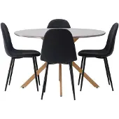 Ebuy24 Piazza eethoek eettafel grijs 4 stoelen zwart.