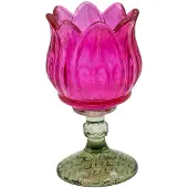 Clayre & Eef Waxinelichthouder Roze Glas