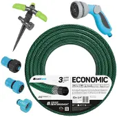 Cellfast Economische tuinslang 3/4", 50 meter + snelle koppeling van messing met doorgaande 3/4" aansluiting + aansluitstuk met binnendraads 3/4" + zwenksproeier + spuitpistool