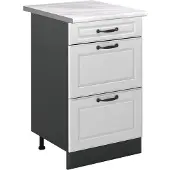 Vicco Keukenonderkast R-Line, Wit landelijk/Antraciet, 50 cm marmer werkblad