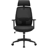 Vente-unique Ergonomische bureaustoel met hoofdsteun - Stof - Zwart - DELRINO