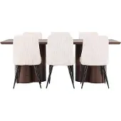 Ebuy24 Olivia eethoek eettafel mokka 6 stoelen fluweel beige.