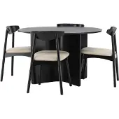 Ebuy24 Tyresö eethoek eettafel zwart 4 stoelen whitewash.