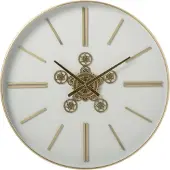 J-Line wandklok ijzer - wit/goud - 90 cm