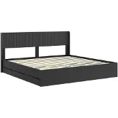 vidaXL Bedframe met opbergruimte en hoofdbord Zwart 180 x 200 cm