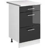 Vicco Keukenonderkast R-Line, Antraciet Hoogglans/Wit, 50 cm marmer werkblad