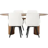 Ebuy24 Isolde eethoek eettafel naturel 4 stoelen beige.