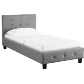CARO-Möbel Gestoffeerd bed OHIO 90 x 200 cm, inclusief lattenbodem in grijs