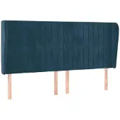 vidaXL Hoofdbord met randen 183x23x118/128 cm fluweel donkerblauw