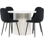 Ebuy24 Härön eethoek eettafel wit 4 stoelen teddy zwart.