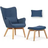 Sofotel Norse Fauteuil "Oorfauteuil" met Voetenbank – Blauw